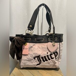 Juicy Couture Black and Cream Tote with Pink Accents